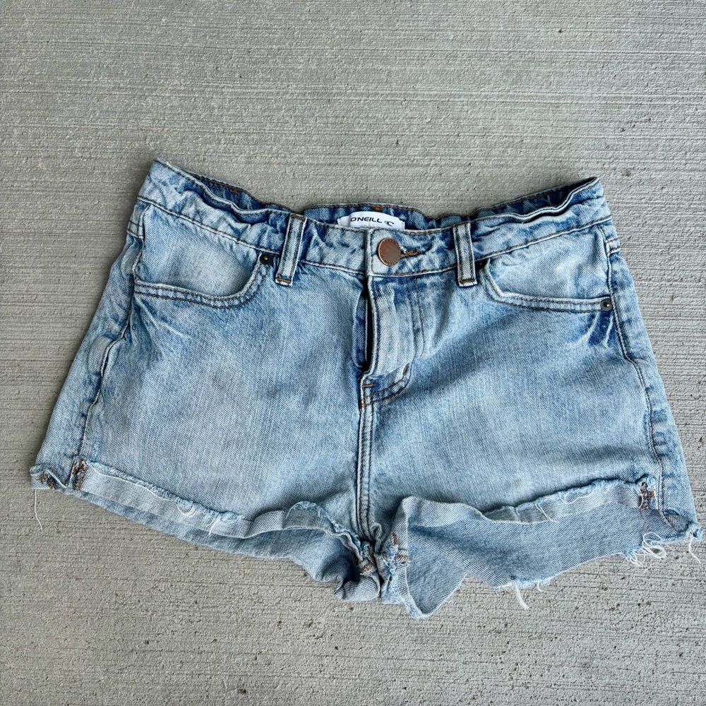 O'Neill Blue Jean Shorts Distressed Cut-Off Style
